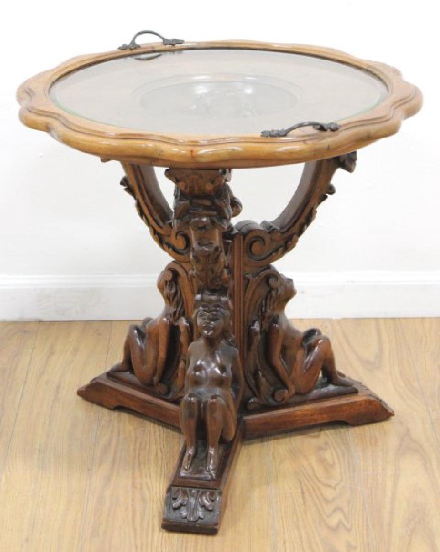 Carved Burled Figural Walnut Tray Table (1 of 6)