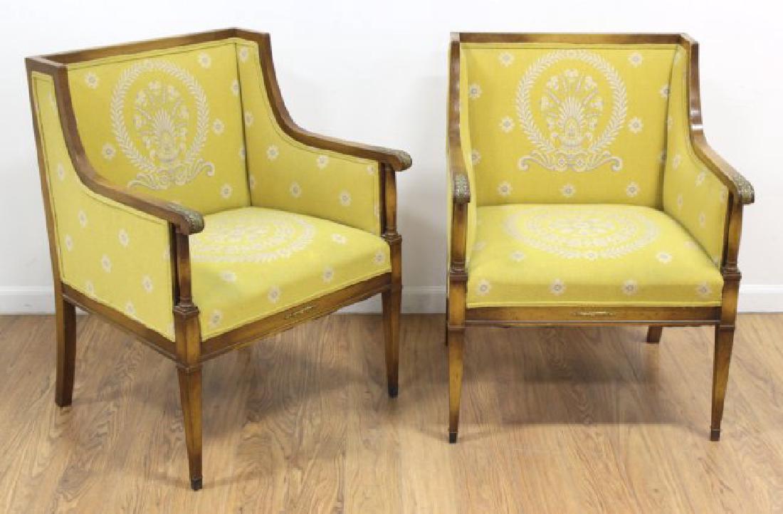 Pair Neoclassic Style Gilt Metal Mounted Bergeres (1 of 7)