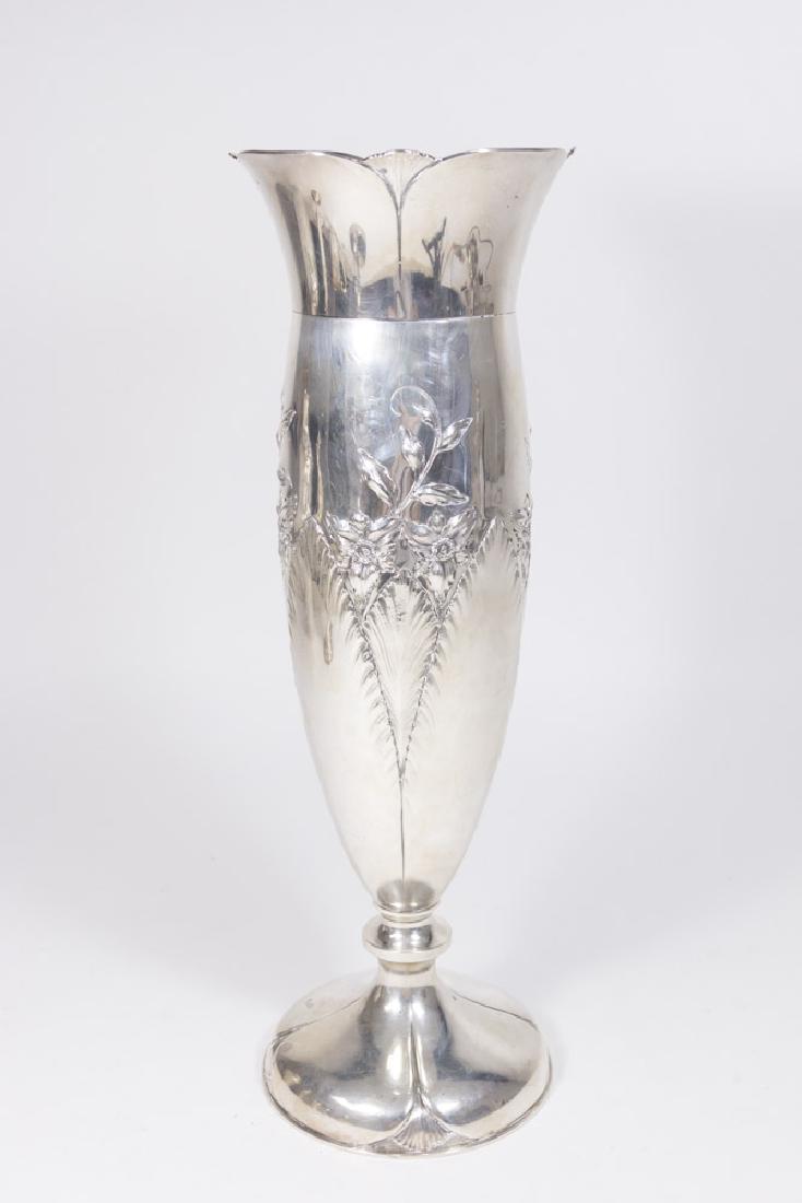 Sterling Silver Vase with Repousse Design (1 of 3)