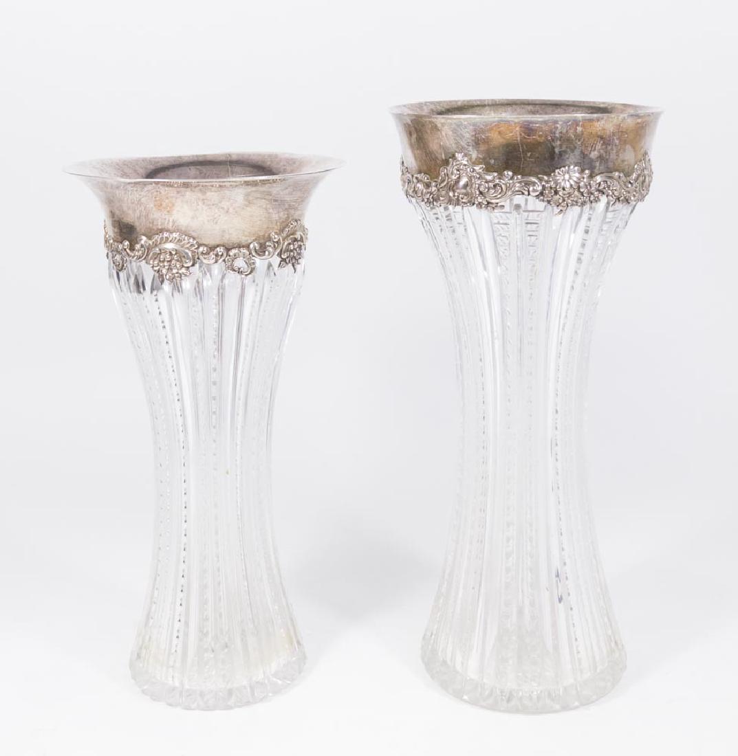 2 Sterling SIlver RImmed & Cut Glass Vases (1 of 4)