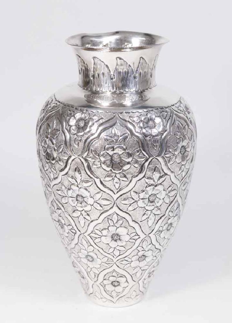 800 Silver Floral Repousse Vase (1 of 4)