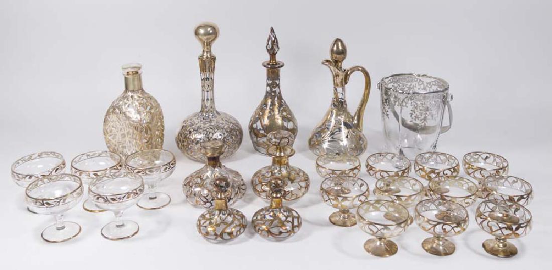25 Pieces Victorian Silver Overlay Glass (1 of 7)