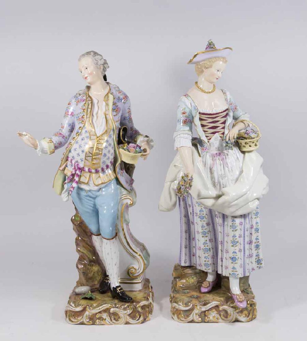 Pair Rare Large Meissen Figures (1 of 7)