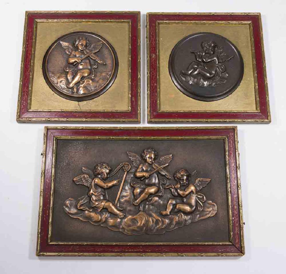 3 Decorative Metal Plaques, Putti Musicians (1 of 5)