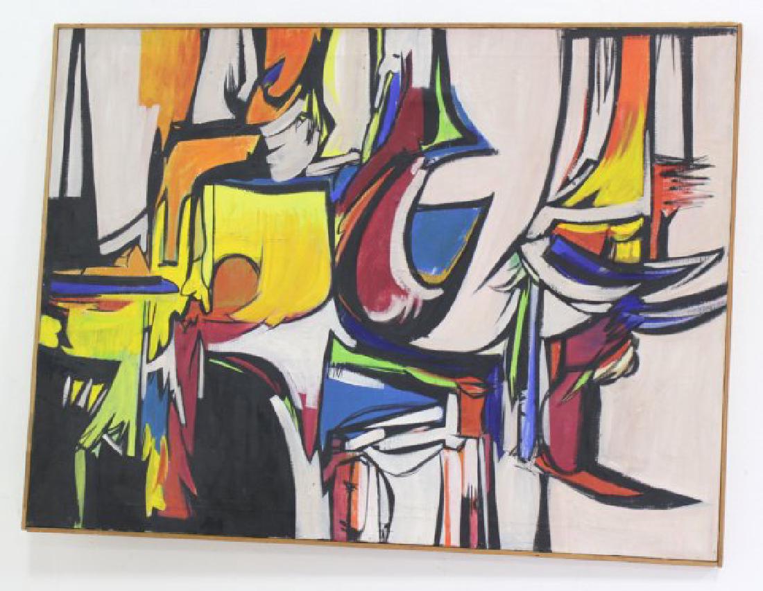 Phyllis Houser, "Fiesta": Abstract. Approx. 30 1/2" x 40".