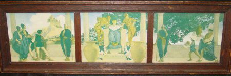 EARLY 20TH C. MAXFIELD PARRISH TRIPTYCH "OLD KING: PRINT. EARLY 20TH C. MAXFIELD PARRISH TRIPTYCH "OLD KING COLE"