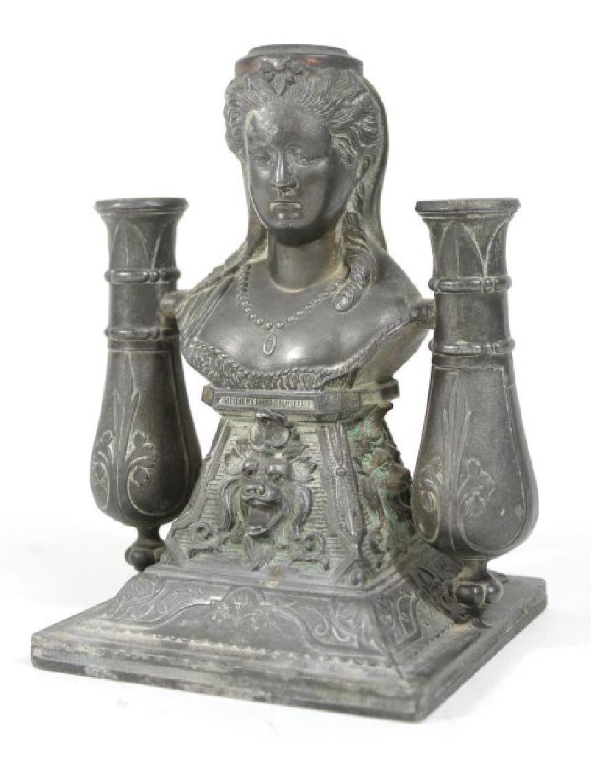 Victorian Figural White Metal Inkwell (1 of 4)