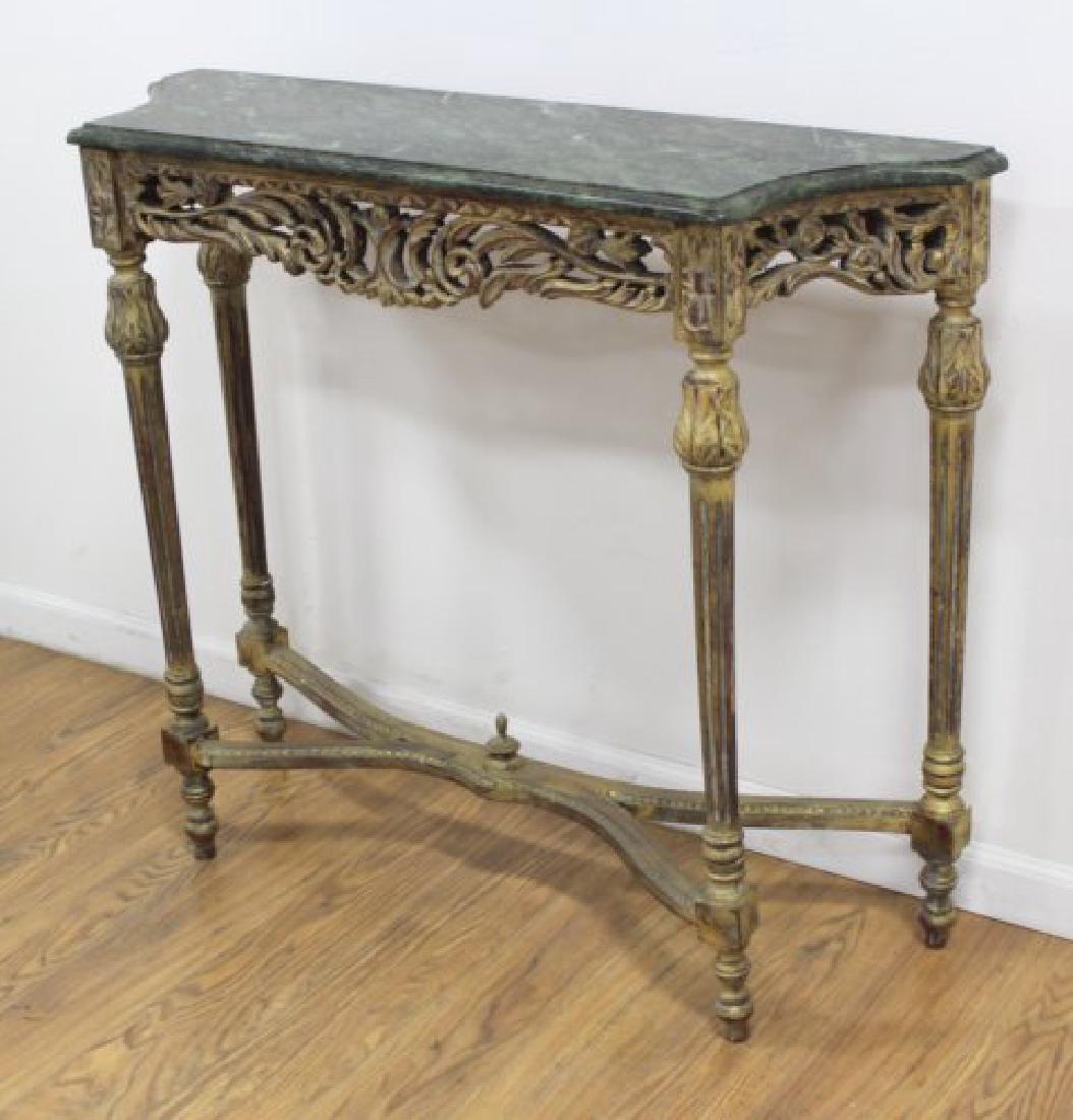 Green Marble Top French Style Console Table (1 of 4)