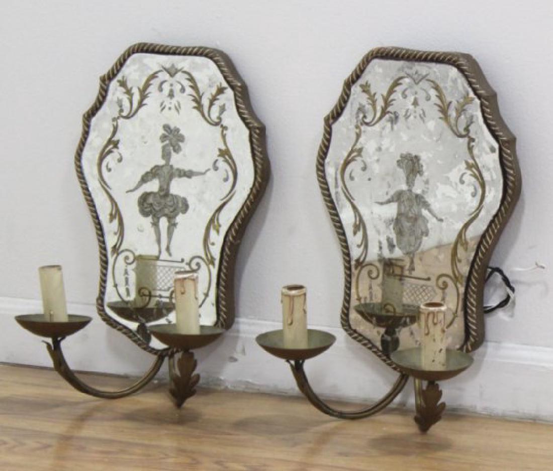 Pair Venetian 2-Arm Gilt Metal Sconces (1 of 3)