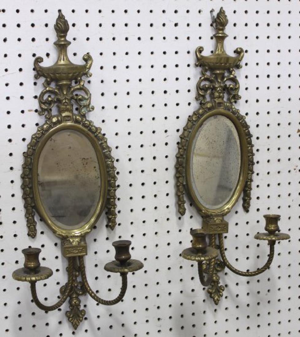Pair Mirrored Brass Sconces (1 of 2)