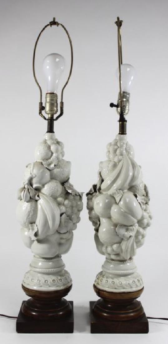 Pair Mid-Century Ceramic Fruit Italian Lamps (1 of 3)