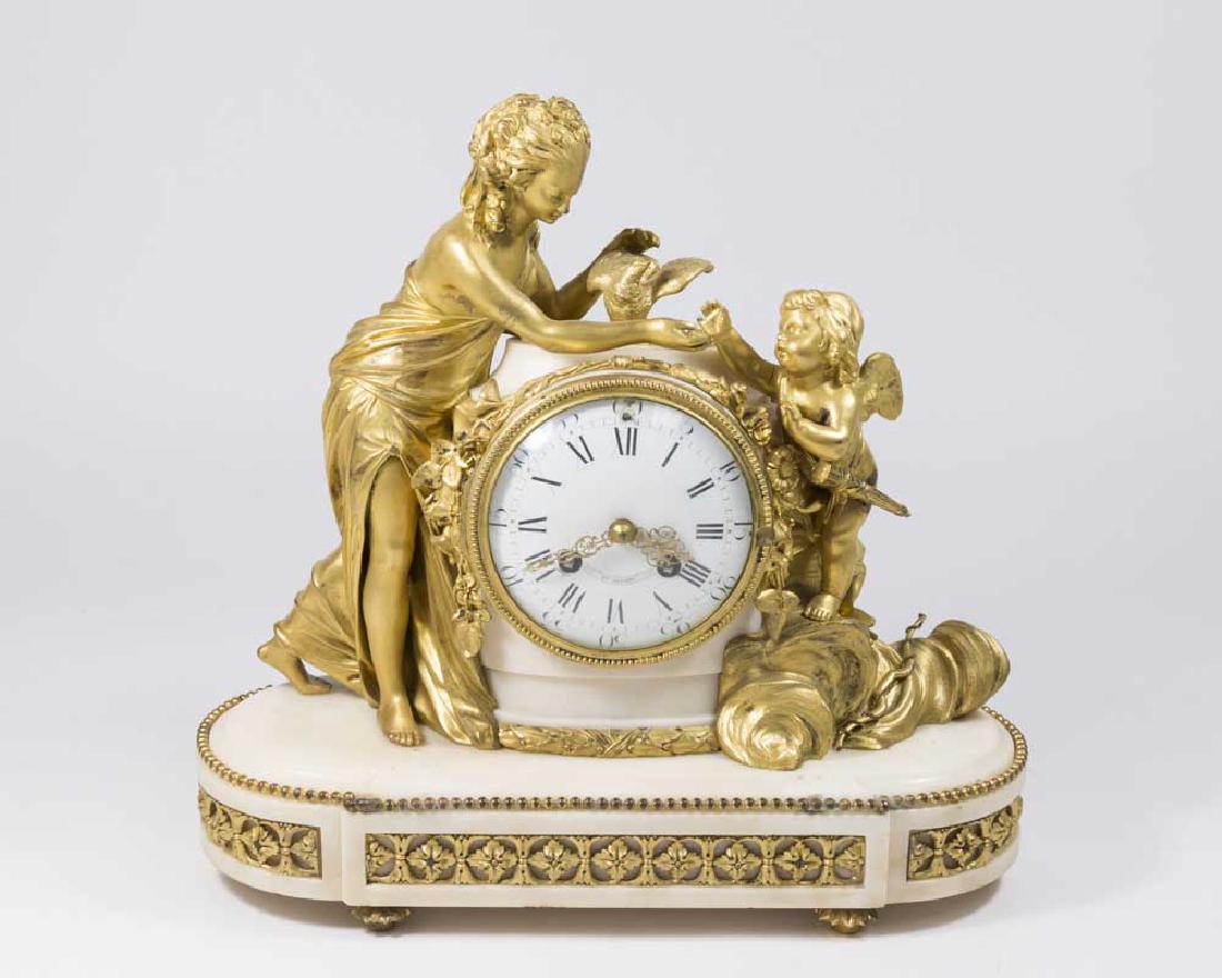 Henri Dasson Dore Bronze & Marble Clock (1 of 8)
