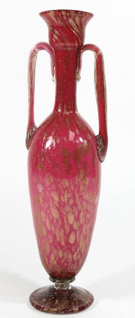 Venetian Aventurine & Puce Case Glass Vase (1 of 3)