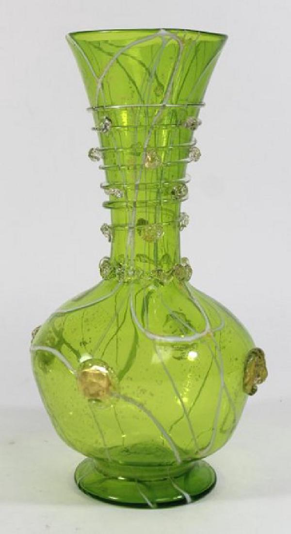 Venetian Gilt Marble Uranium Glass Vase (1 of 3)