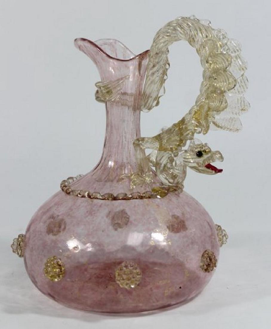 Venetian Gilt Pink & Clear Glass Dragon Ewer (1 of 4)