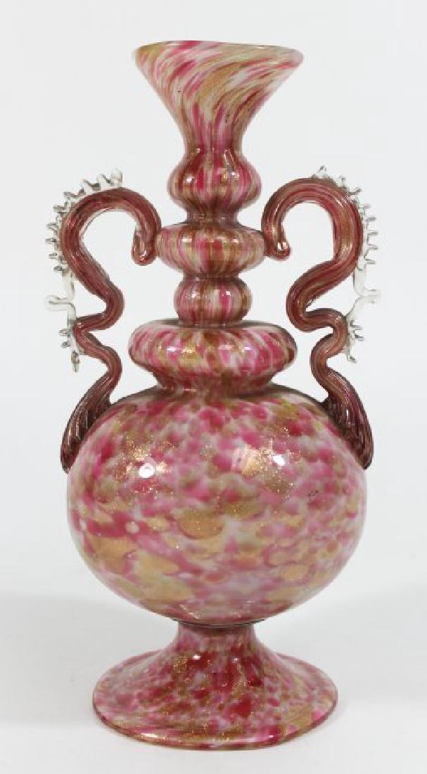 Venetian Aventurine & Pink Case Glass Vase (1 of 3)