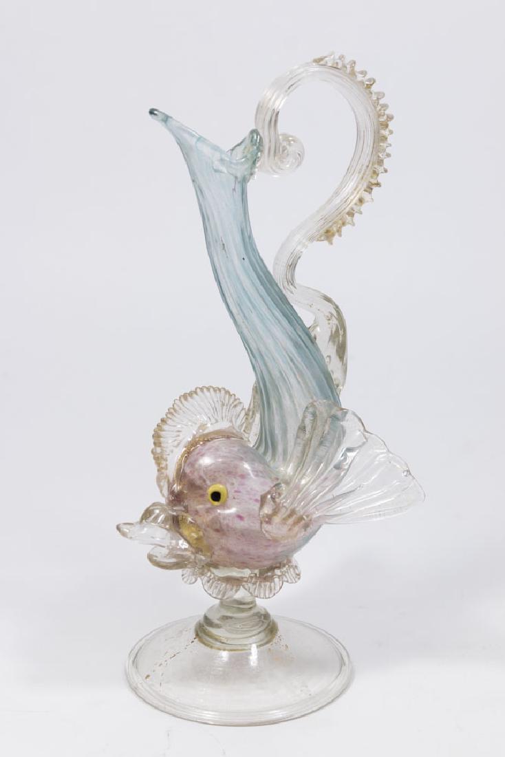 Venetian Gilt Blue & Pink Glass Dolphin Ewer (1 of 4)