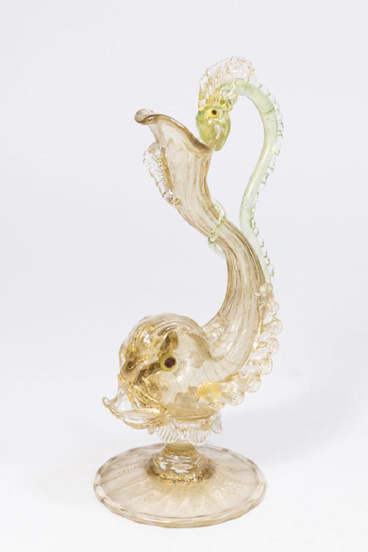 Venetian Gilt Smoked Glass Dolphin & Serpent Ewer (1 of 5)