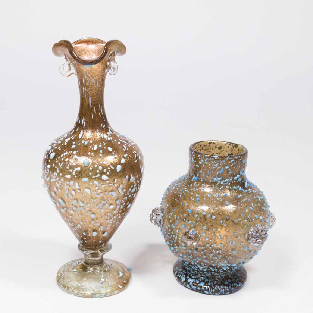 2 Venetian Blue Speckled Aventurine Glass Vases (1 of 4)