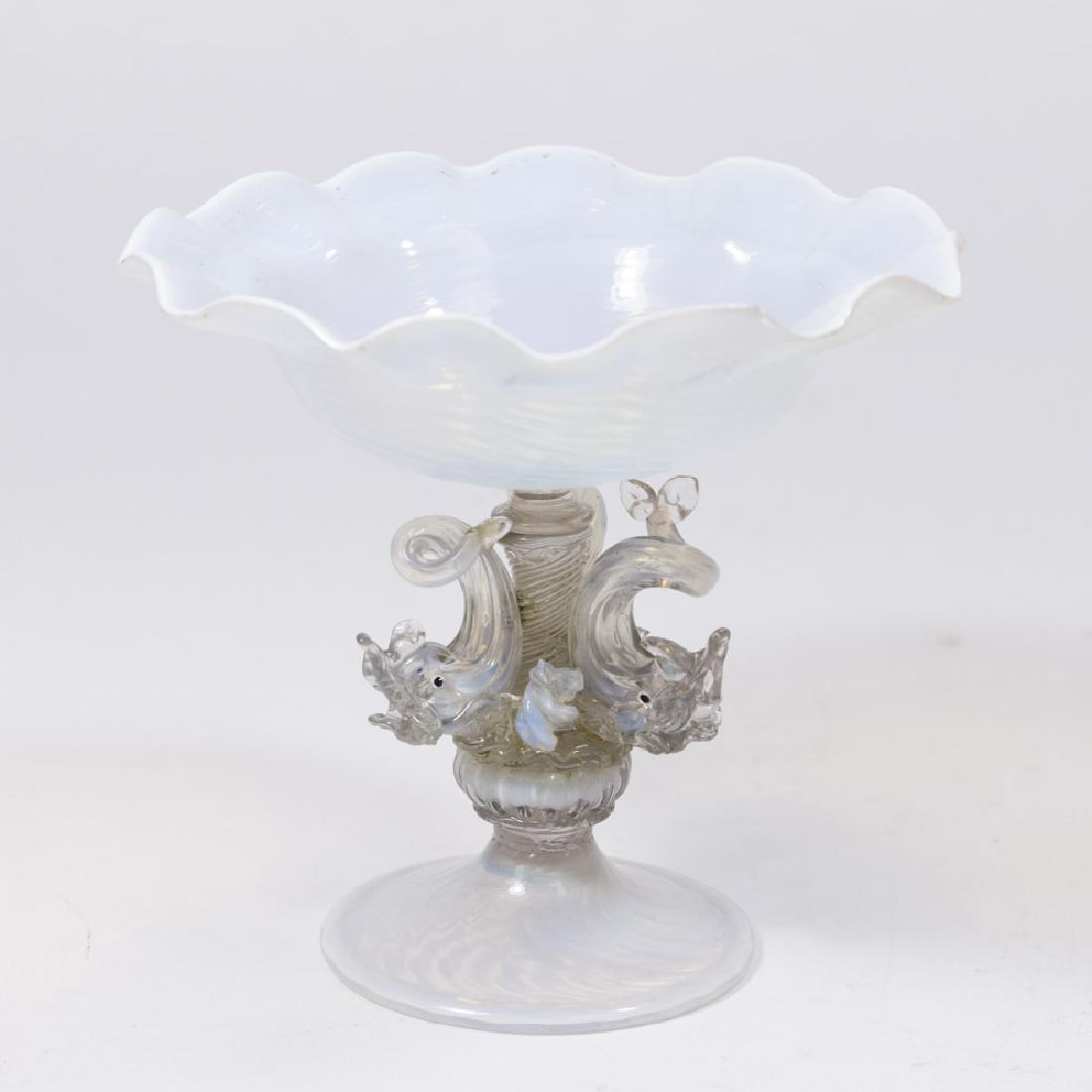 Small Venetian Swivel Opaline Glass Dolphin Coupe (1 of 4)