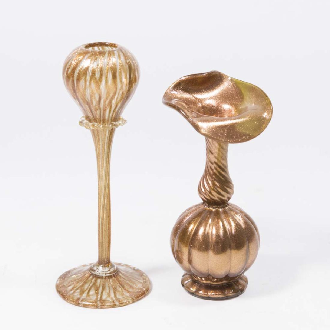 Venetian Aventurine Glass Vase & Candlestick (1 of 6)