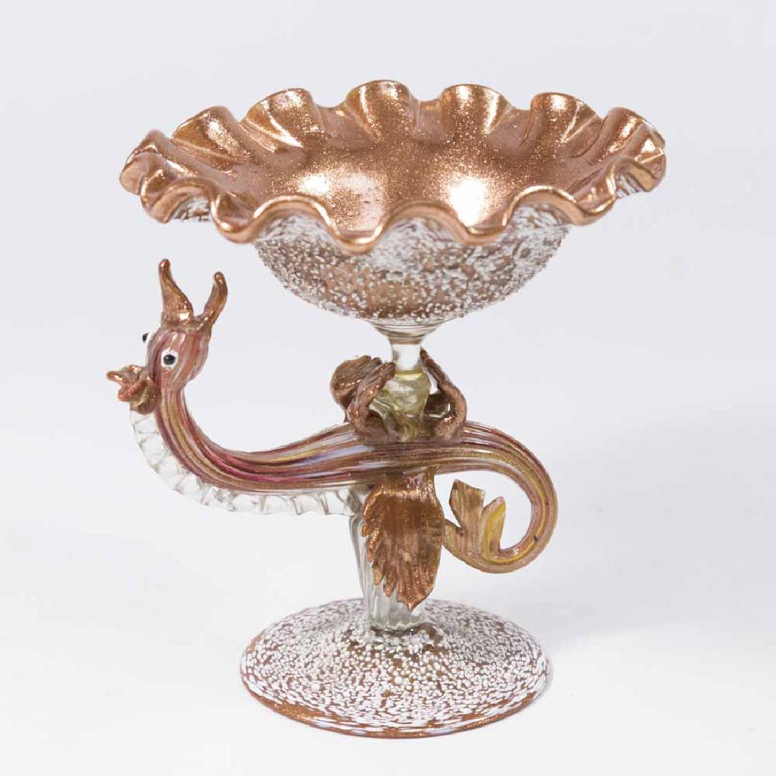 Venetian White Speckled Aventurine Glass Compote (1 of 5)