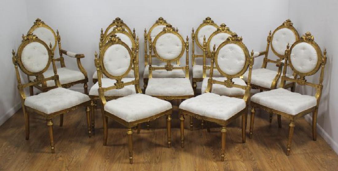 :12 Neoclassic Style Giltwood Dining Chairs (1 of 6)
