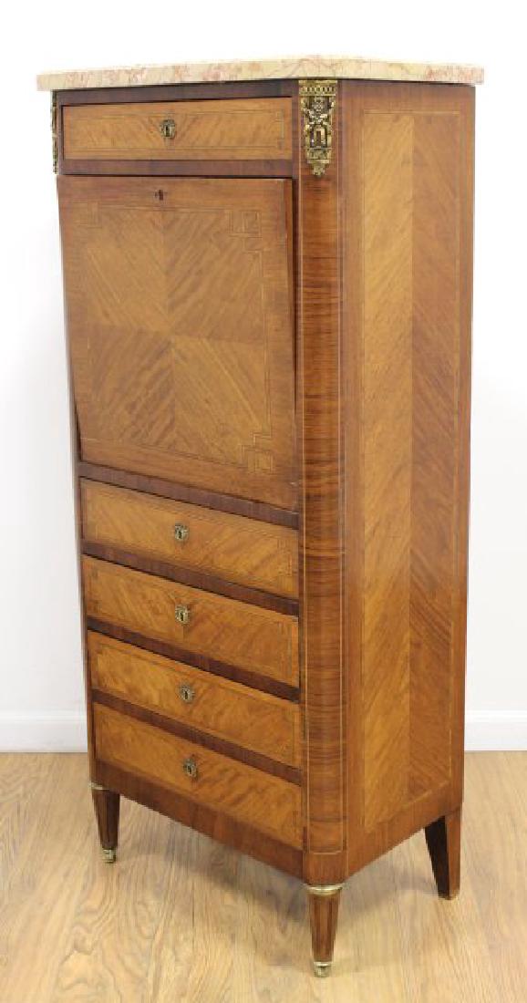 French Walnut Marble Top Abatant Drop-Front Desk (1 of 5)