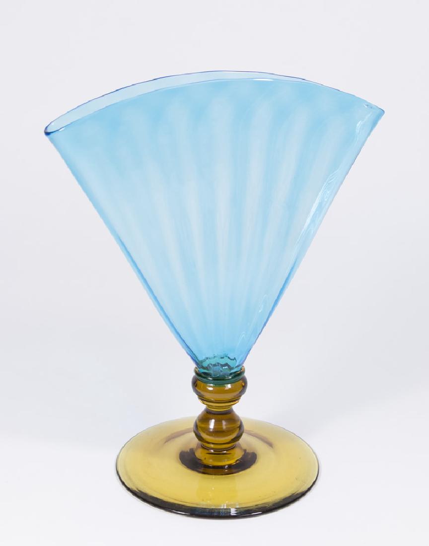Steuben Blue & Amber Fan Vase (1 of 4)