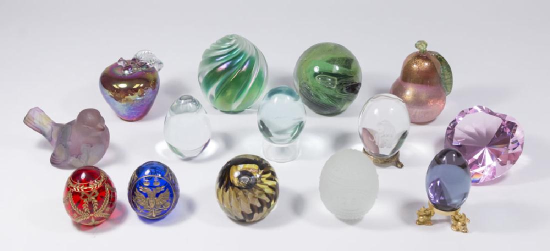 Lot of 14 Glass Blown & Etched Paperweights (1 of 10)