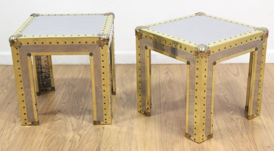 Pair Brass & Metal Campaign Side Tables (1 of 2)