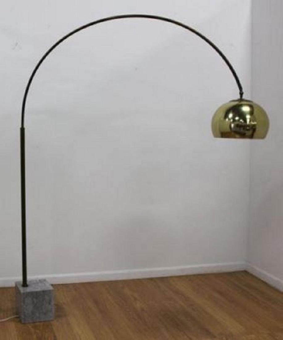 :Arco Brass & Grey Marble Floor Lamp (1 of 3)