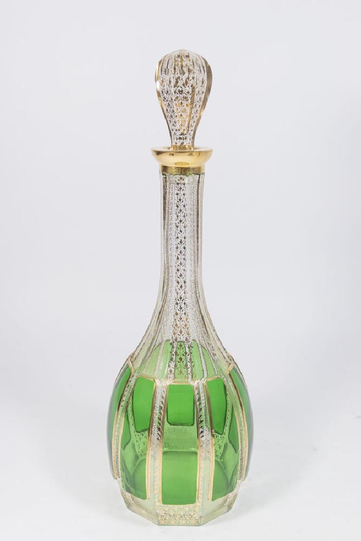 Moser Green Cut to Clear Bottle with Gold Design (1 of 3)