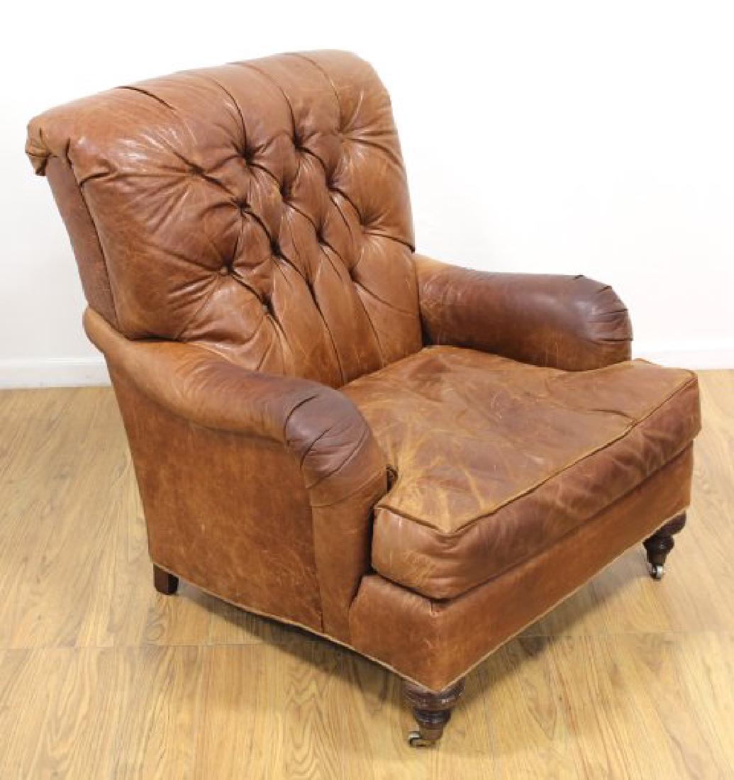 Tufted Brown Leather Armchair (1 of 4)