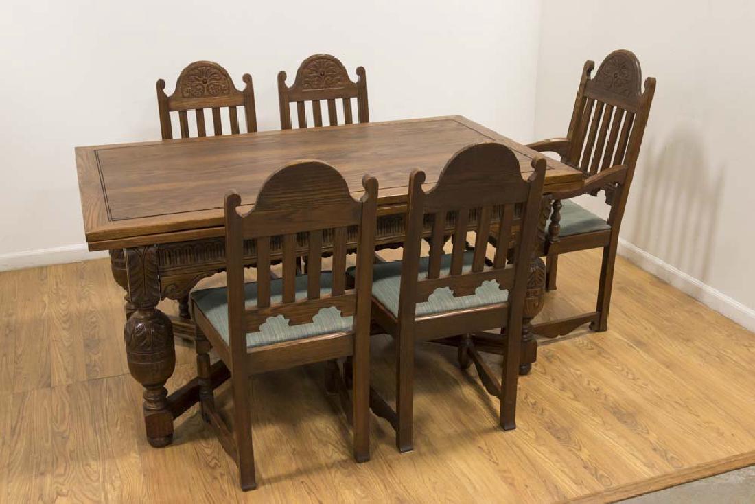 Vintage Carved Oak Refractory Dining Table (1 of 6)