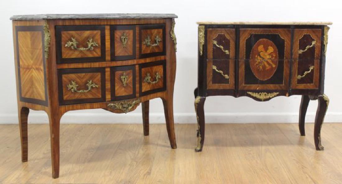 2 French Marble Top 2-Drawer Commodes (1 of 9)