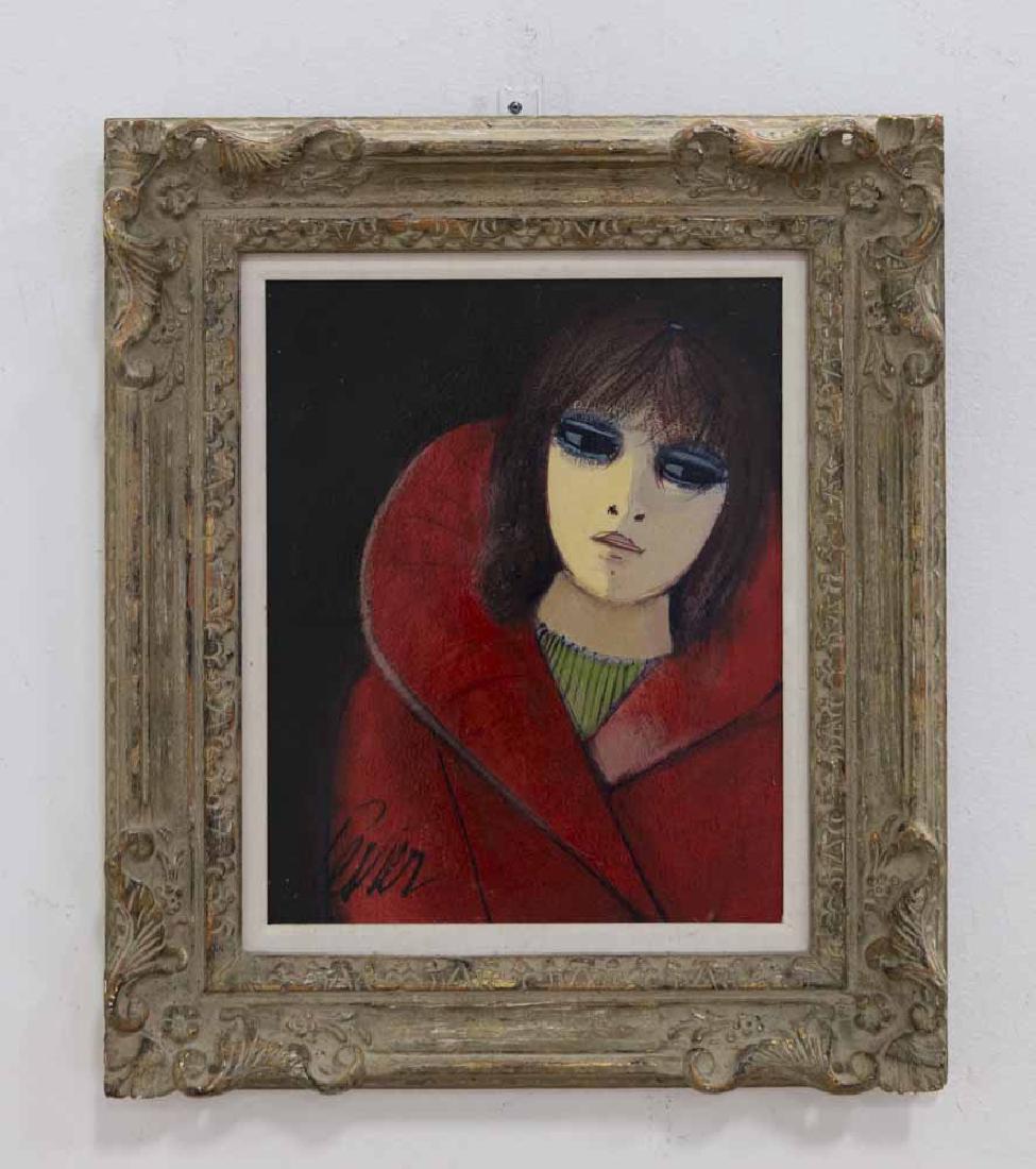 Charles Levier, Portrait of a Woman, Oil on Board: Signed lower left. Approx. 16 1/4" H x 12" W image, 22 1/2" H x 19 1/2" W framed. From an Edison estate.