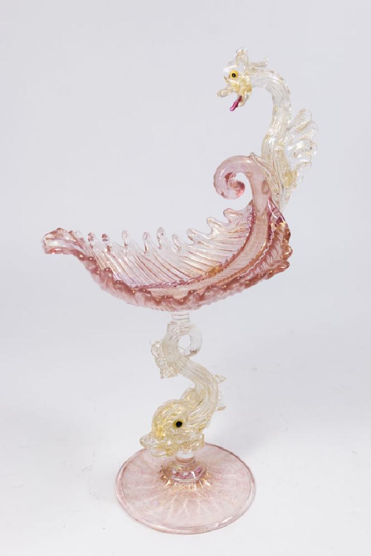 Venetian Gilt Pink & Clear Glass Compote (1 of 7)