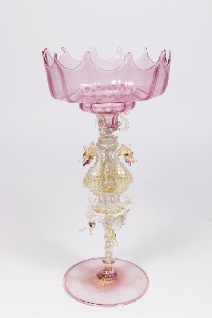 Venetian Gilt Pink Glass Seahorse Coupe (1 of 5)