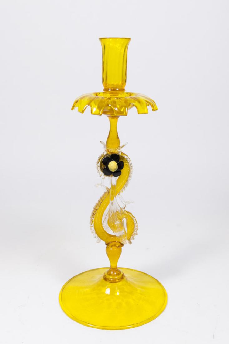 Amber Venetian Glass Candlestick (1 of 5)