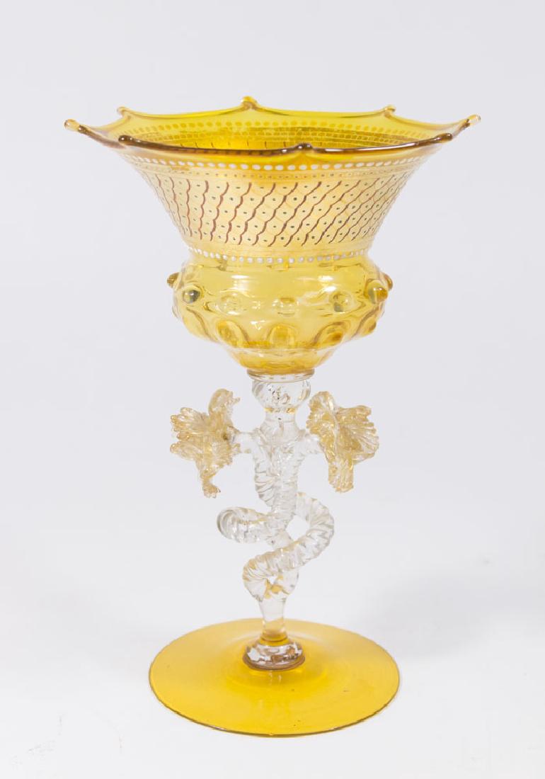 Venetian Gilt Amber & Clear Glass Coupe (1 of 3)