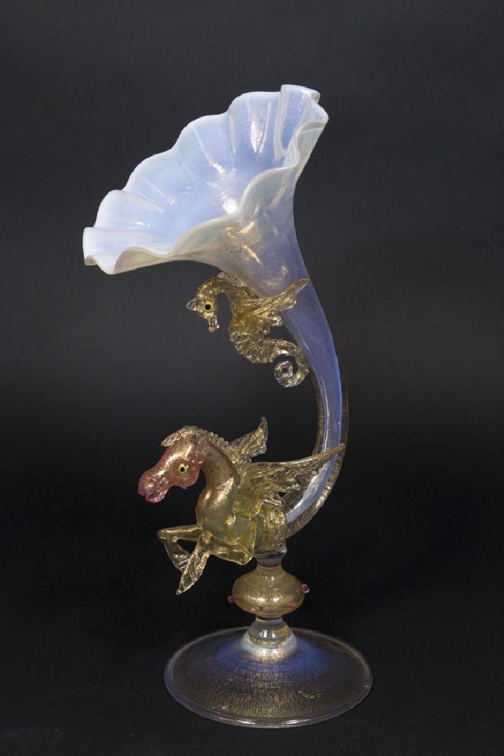 Venetian Glass Pegasus & Seahorse Cornucopia Vase (1 of 7)
