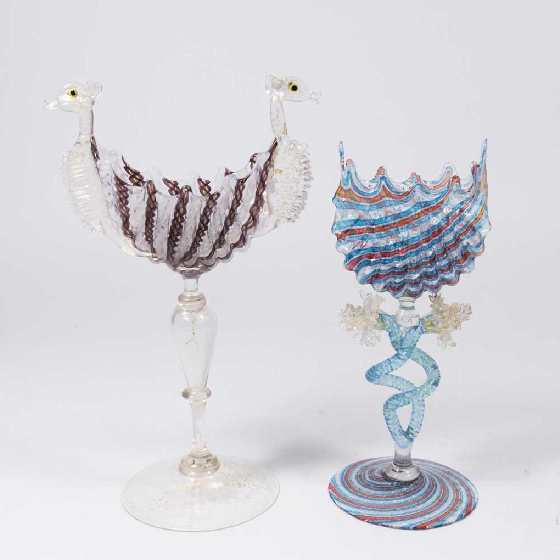 2 Venetian Swirl Glass Card Holders (1 of 9)