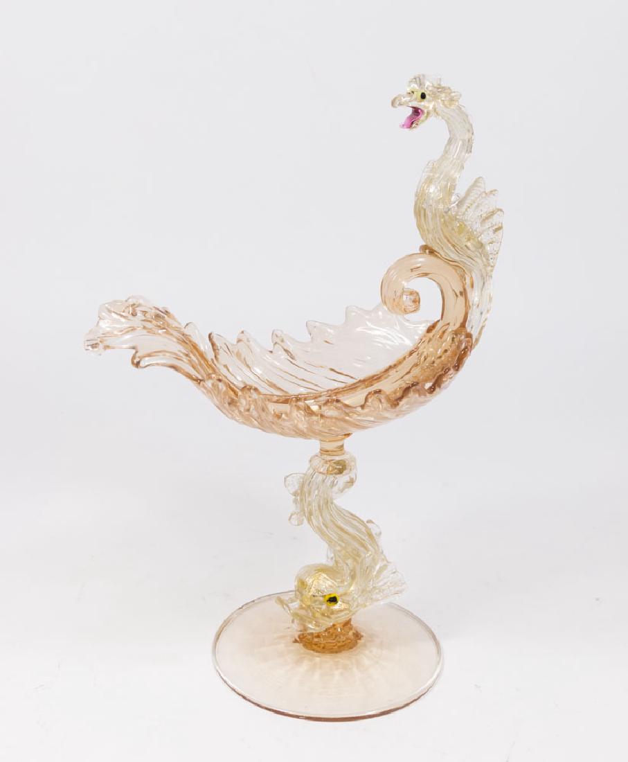 Venetian Gilt Amber & Clear Glass Compote (1 of 6)