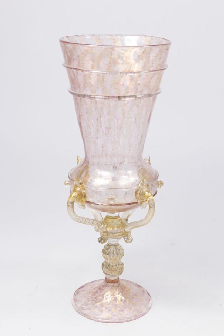 Venetian Gilt Pink & Clear Glass Vase (1 of 6)