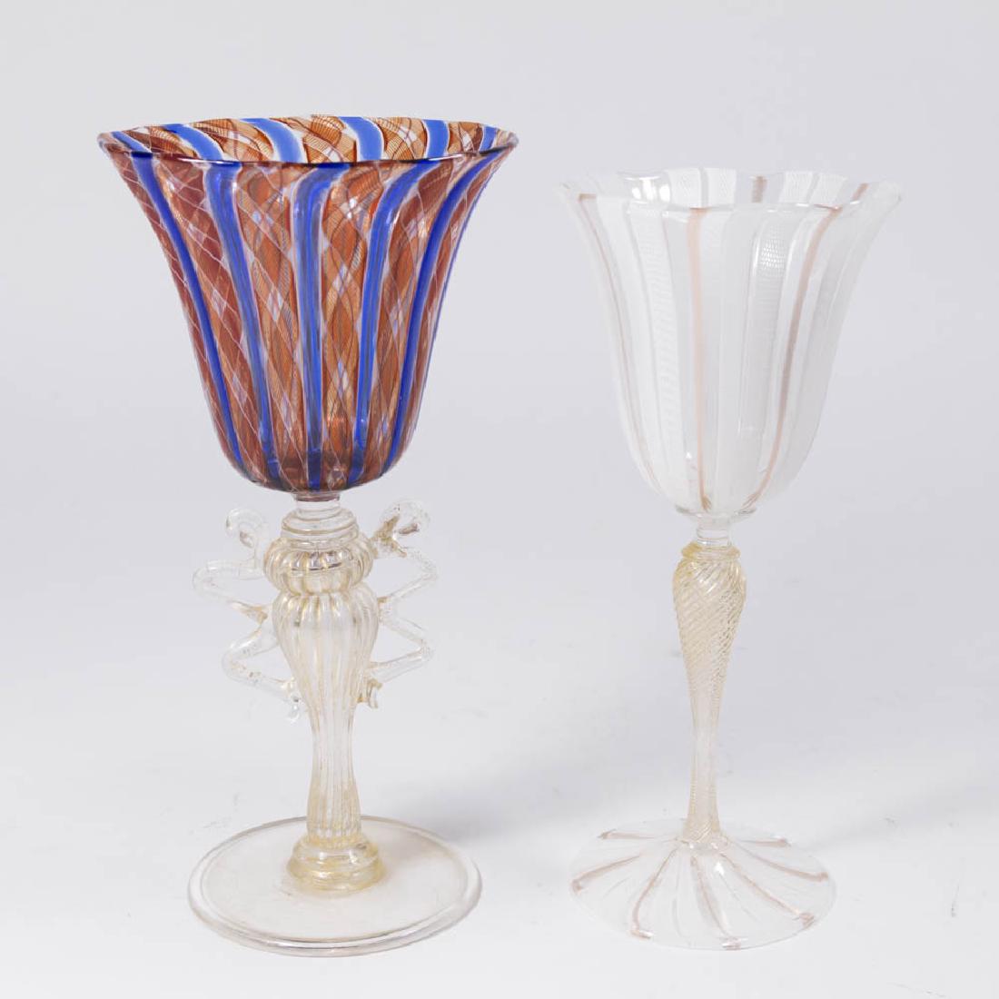2 Venetian Swirl Colored Glass Goblets (1 of 8)