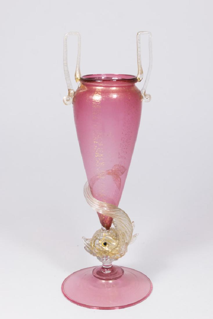 Venetian Gilt Ruby Glass Dolphin Vase (1 of 4)
