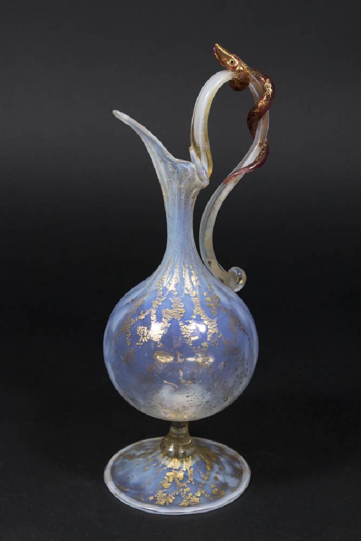 Venetian Gilt Opaline Glass Serpent Ewer (1 of 6)