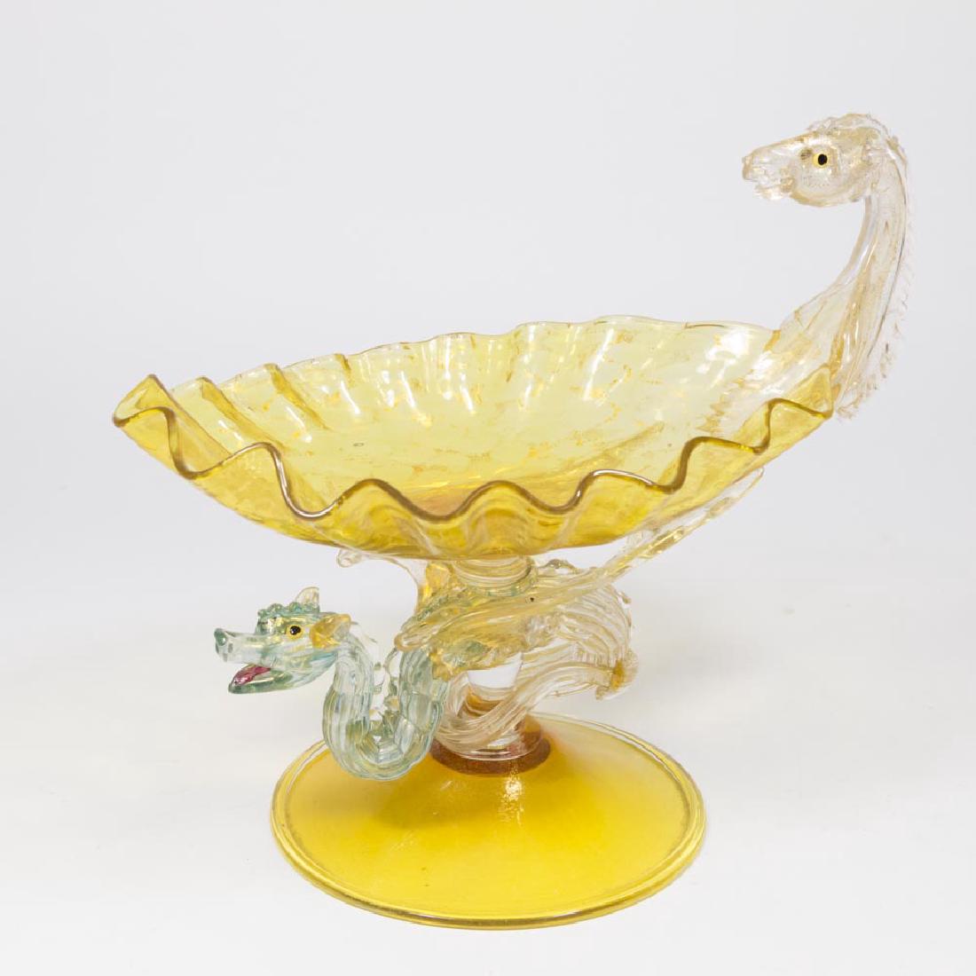 Venetian Amber & Turquoise Glass Compote (1 of 5)