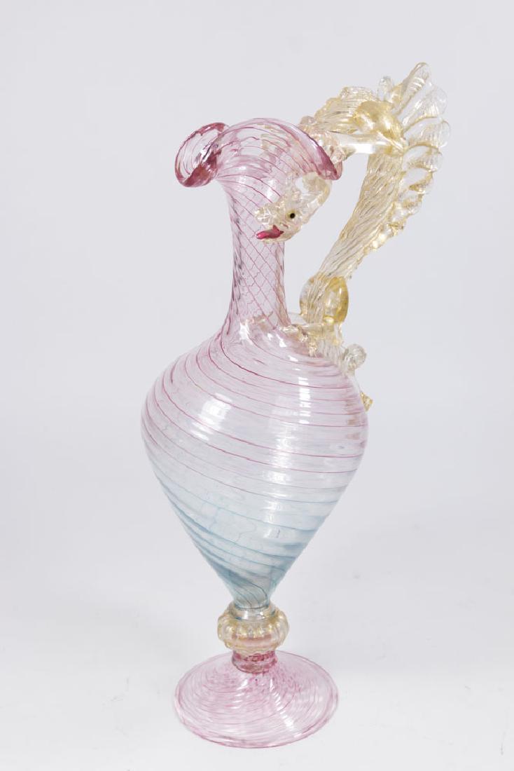 Venetian Gilt Rainbow Glass Dragon Handle Ewer (1 of 6)